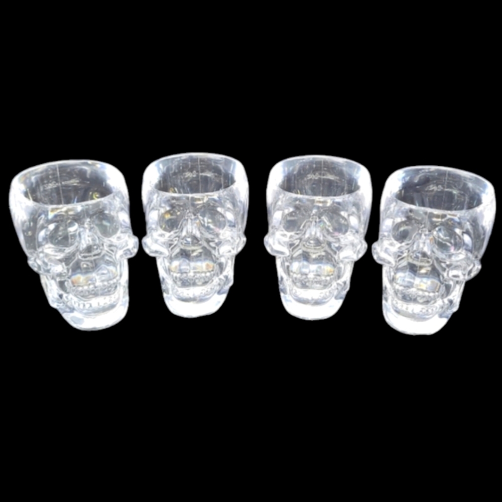 NEW 4"CRYSTAL HEAD" VODKA SKULL PLASTIC SHOT GLASSES
